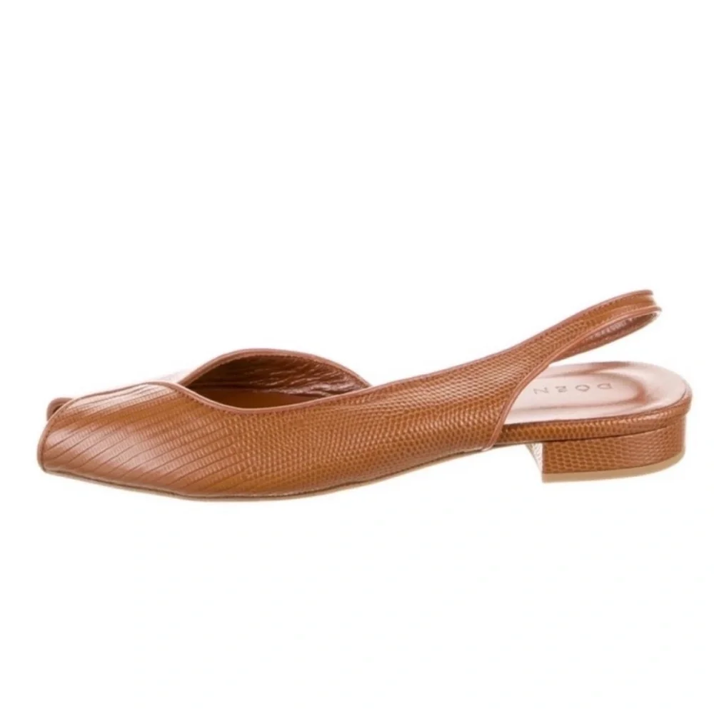 Doen Chloe Slingback in Oak Faux Lizard Leather Size 41 Euro - Picture 3 of 9